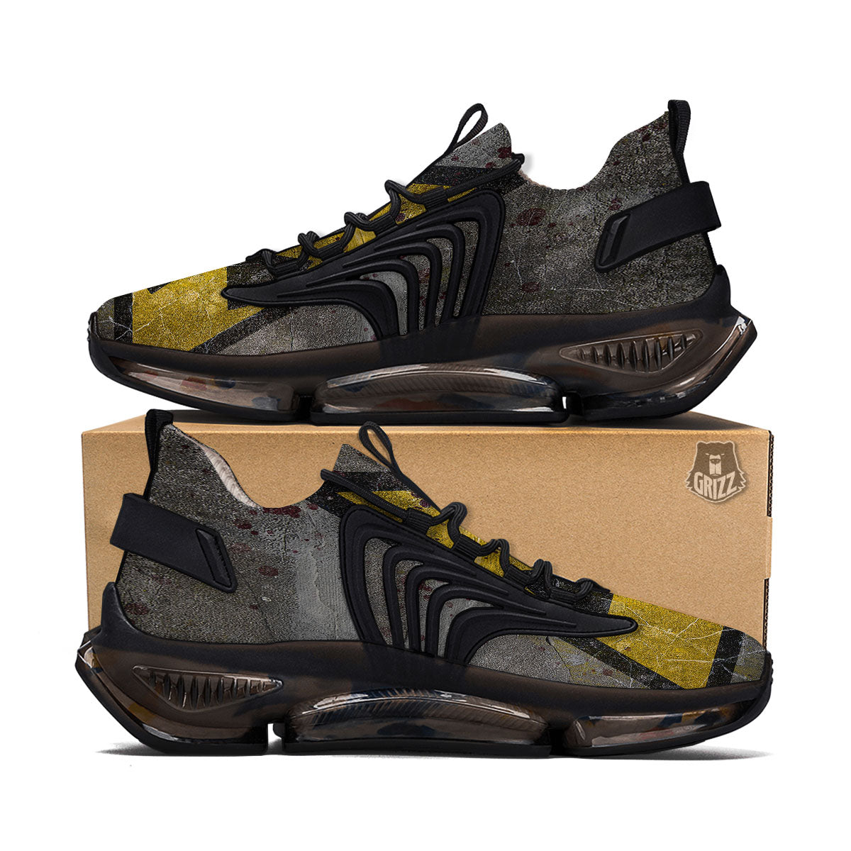 Warning Nuclear Symbol Print Black Gym Shoes-grizzshop
