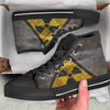 Warning Nuclear Symbol Print Black High Top Shoes-grizzshop