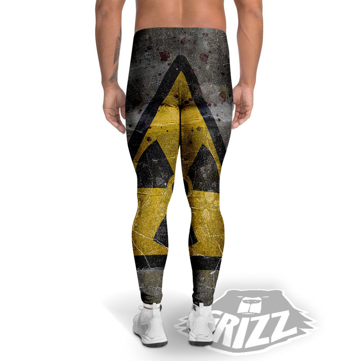 Warning Nuclear Symbol Print Men's Leggings-grizzshop