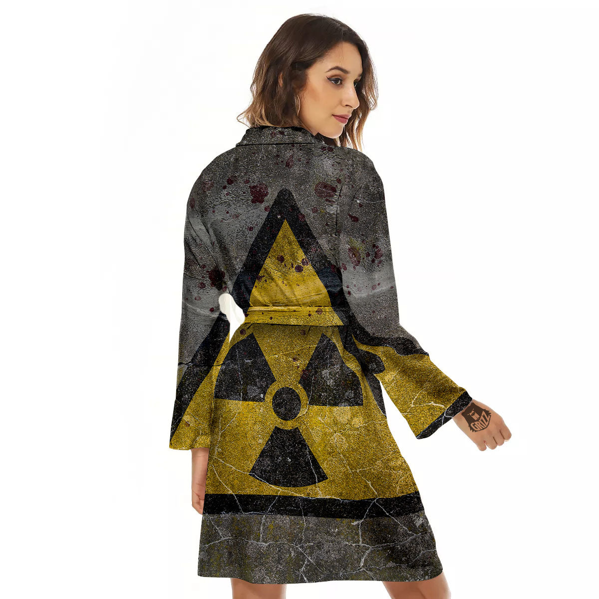 Warning Nuclear Symbol Print Women's Robe-grizzshop