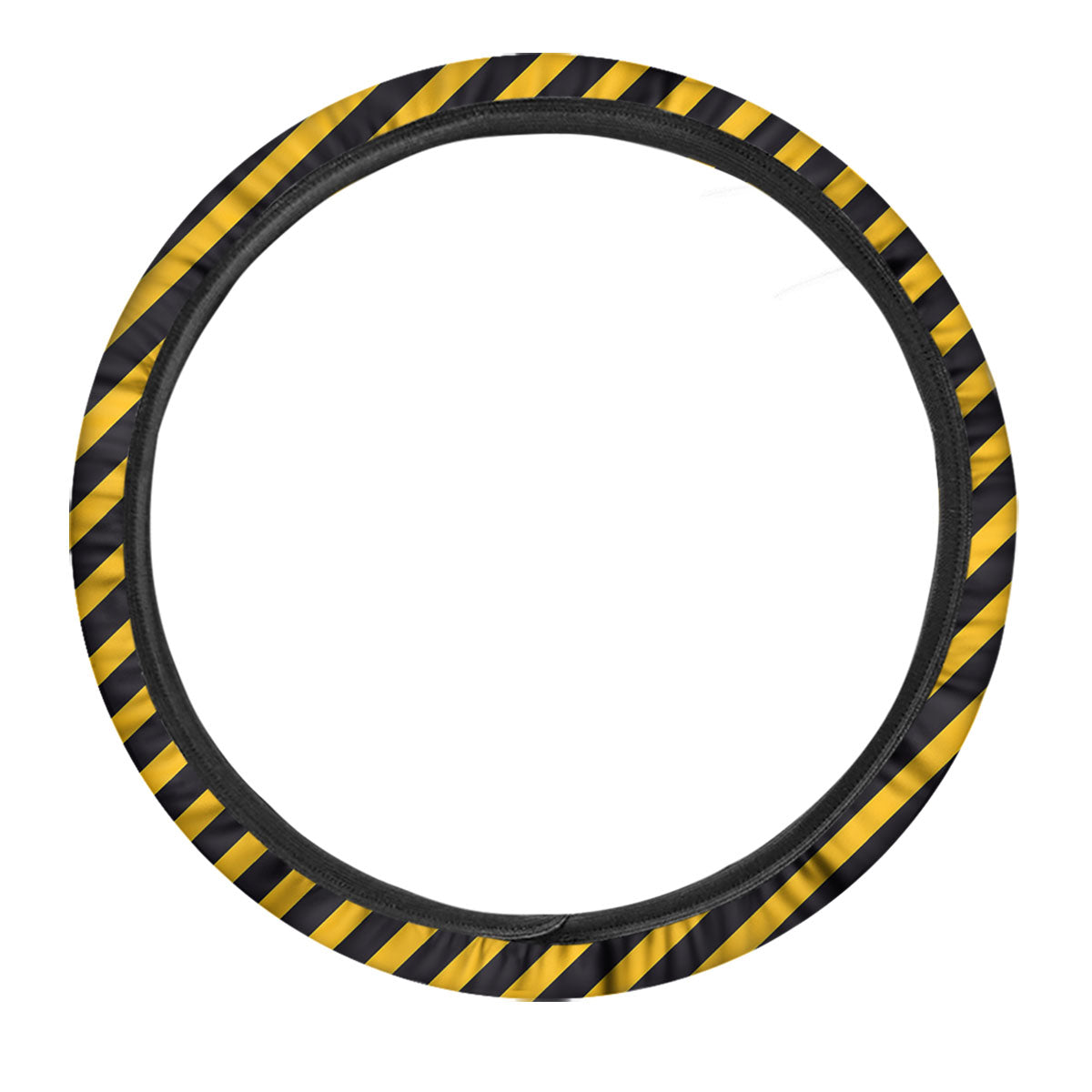 Warning Striped Yellow And Black Print Car Steering Wheel Cover-grizzshop