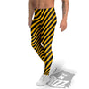 Warning Striped Yellow And Black Print Men's Leggings-grizzshop