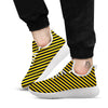 Warning Striped Yellow And Black Print White Athletic Shoes-grizzshop