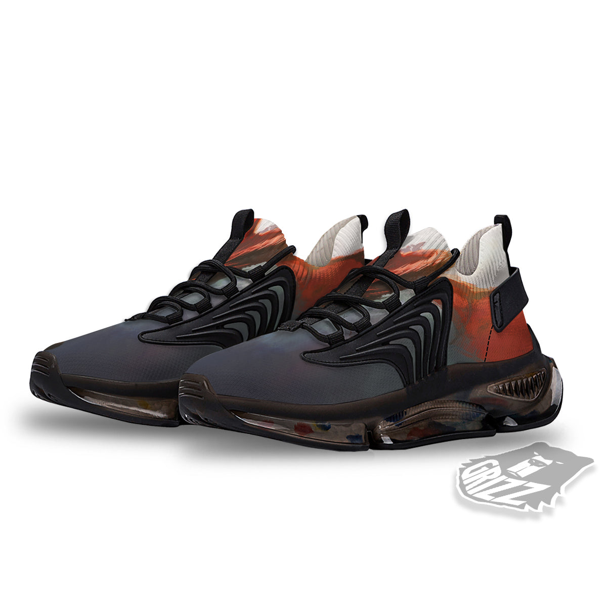 Warrior And Red Dragon Print Black Gym Shoes-grizzshop