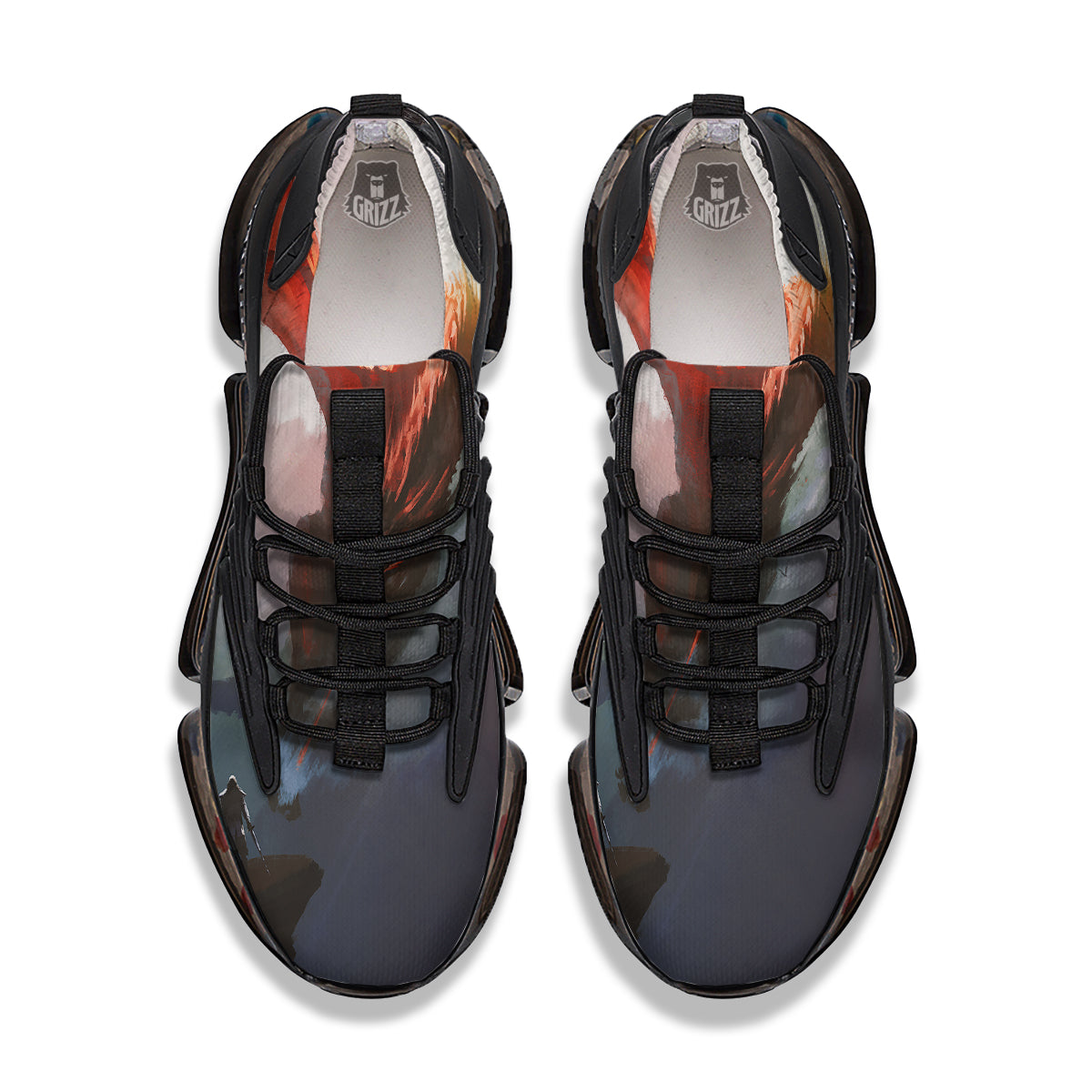 Warrior And Red Dragon Print Black Gym Shoes-grizzshop