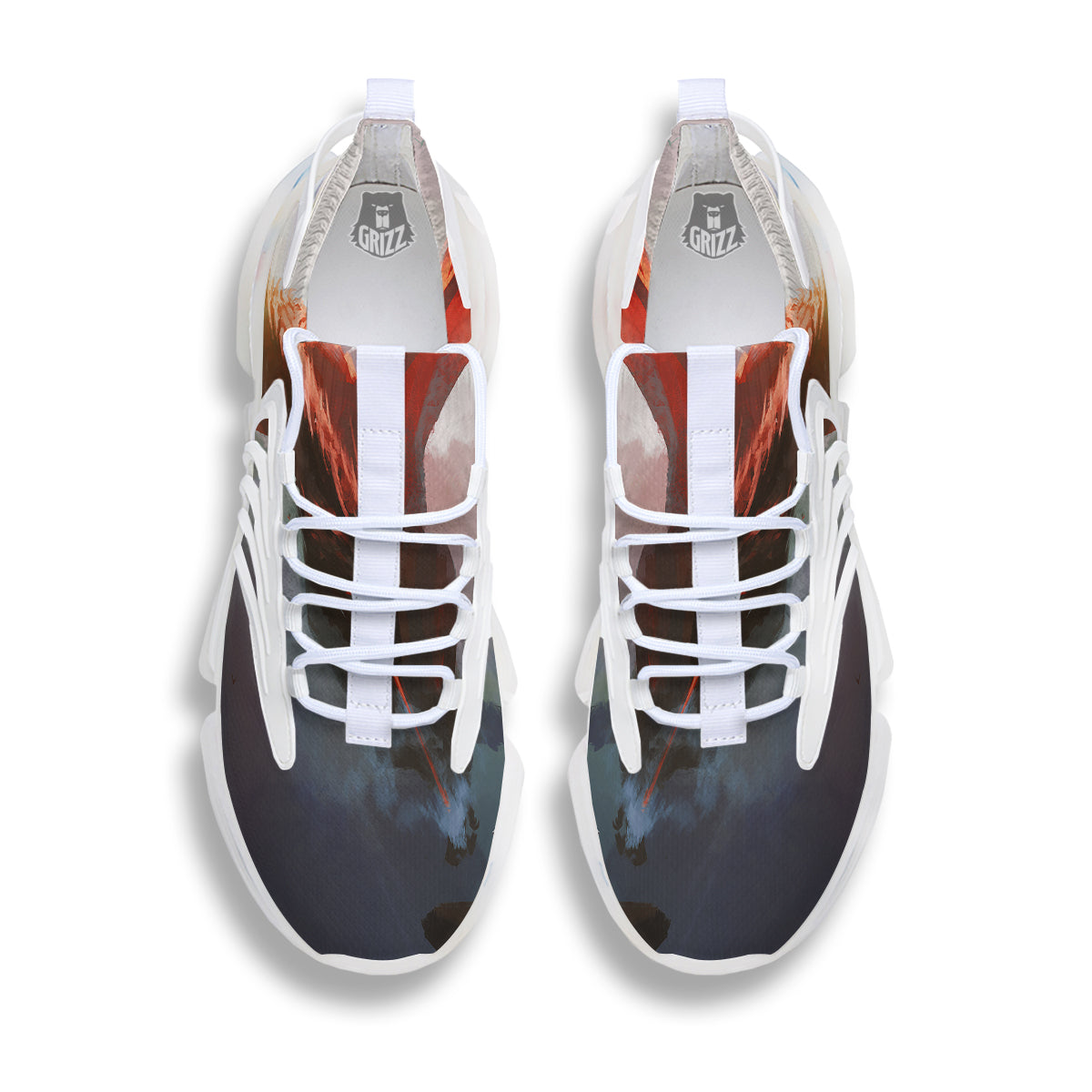 Warrior And Red Dragon Print White Gym Shoes-grizzshop