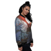 Warrior And Red Dragon Print Women's Bomber Jacket-grizzshop