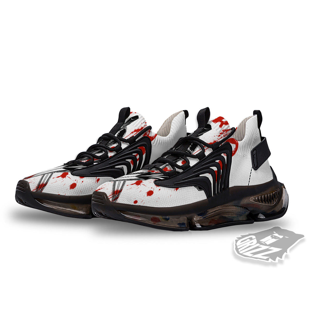 Warrior Bloody Spartan Print Black Gym Shoes-grizzshop