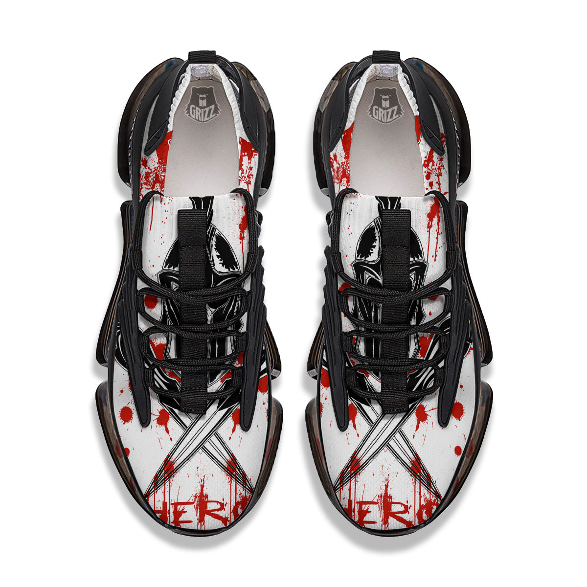 Warrior Bloody Spartan Print Black Gym Shoes-grizzshop