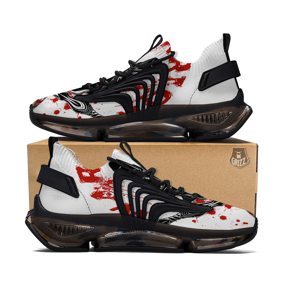Warrior Bloody Spartan Print Black Gym Shoes-grizzshop