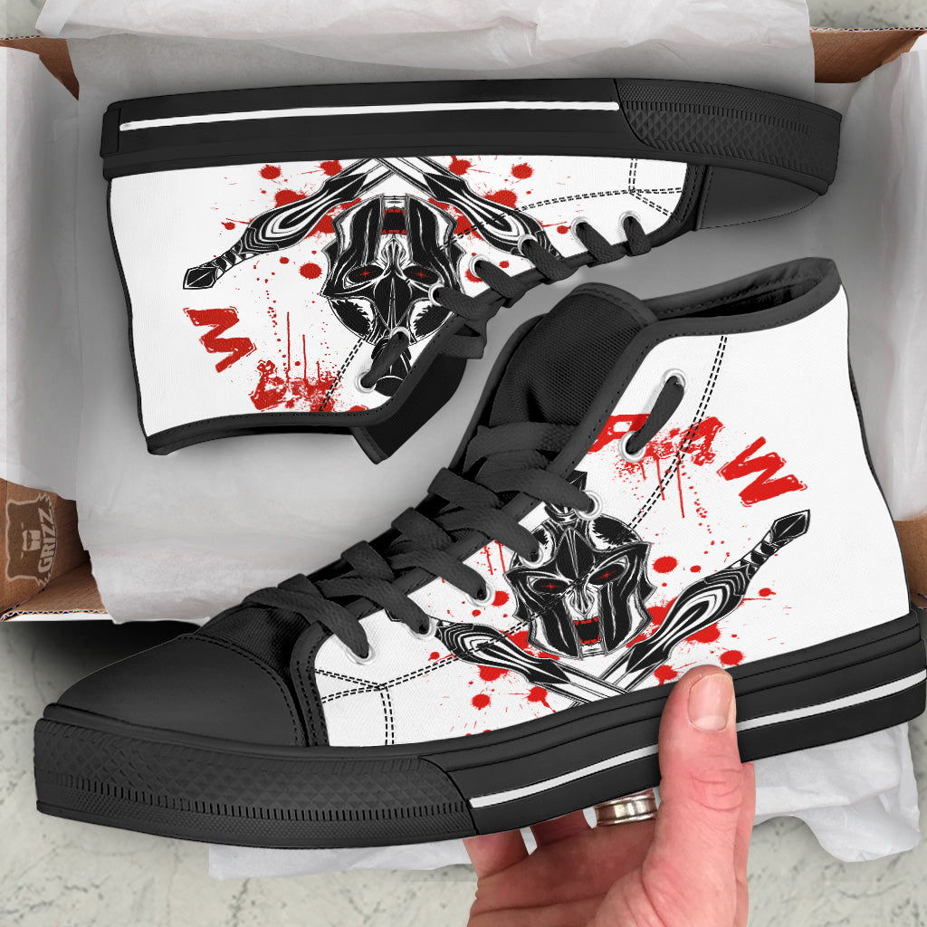 Warrior Bloody Spartan Print Black High Top Shoes-grizzshop