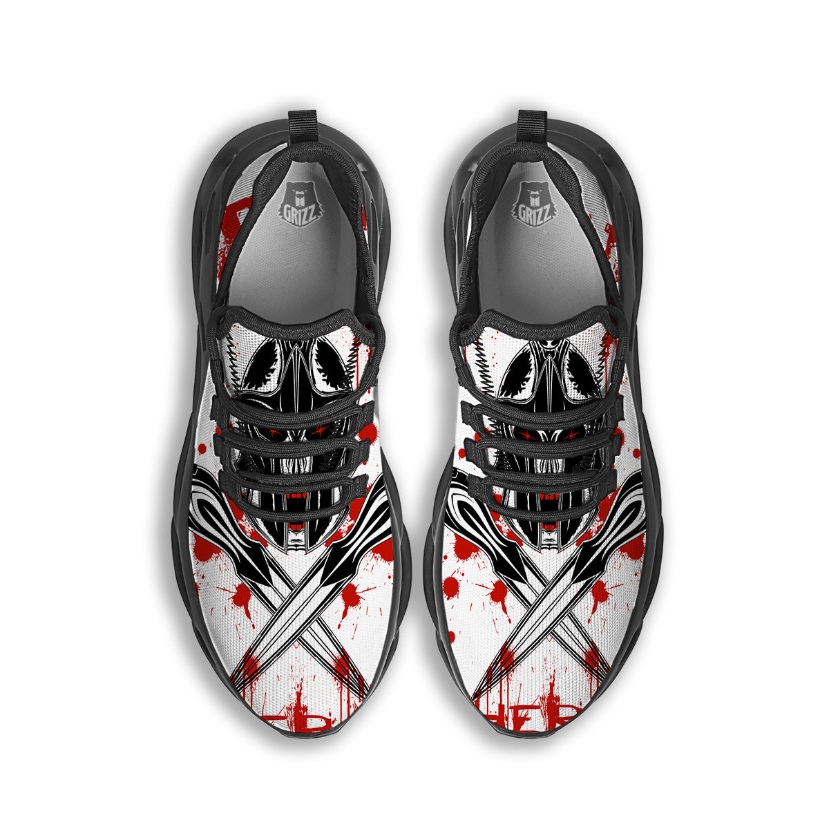 Warrior Bloody Spartan Print Black Running Shoes-grizzshop