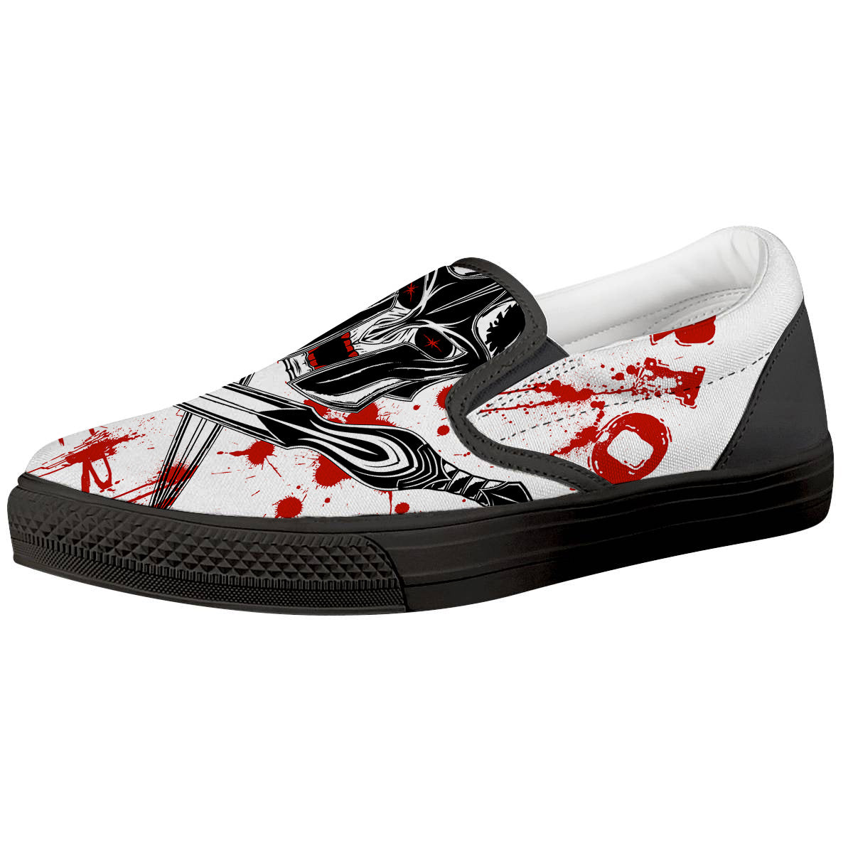 Warrior Bloody Spartan Print Black Slip On Shoes-grizzshop