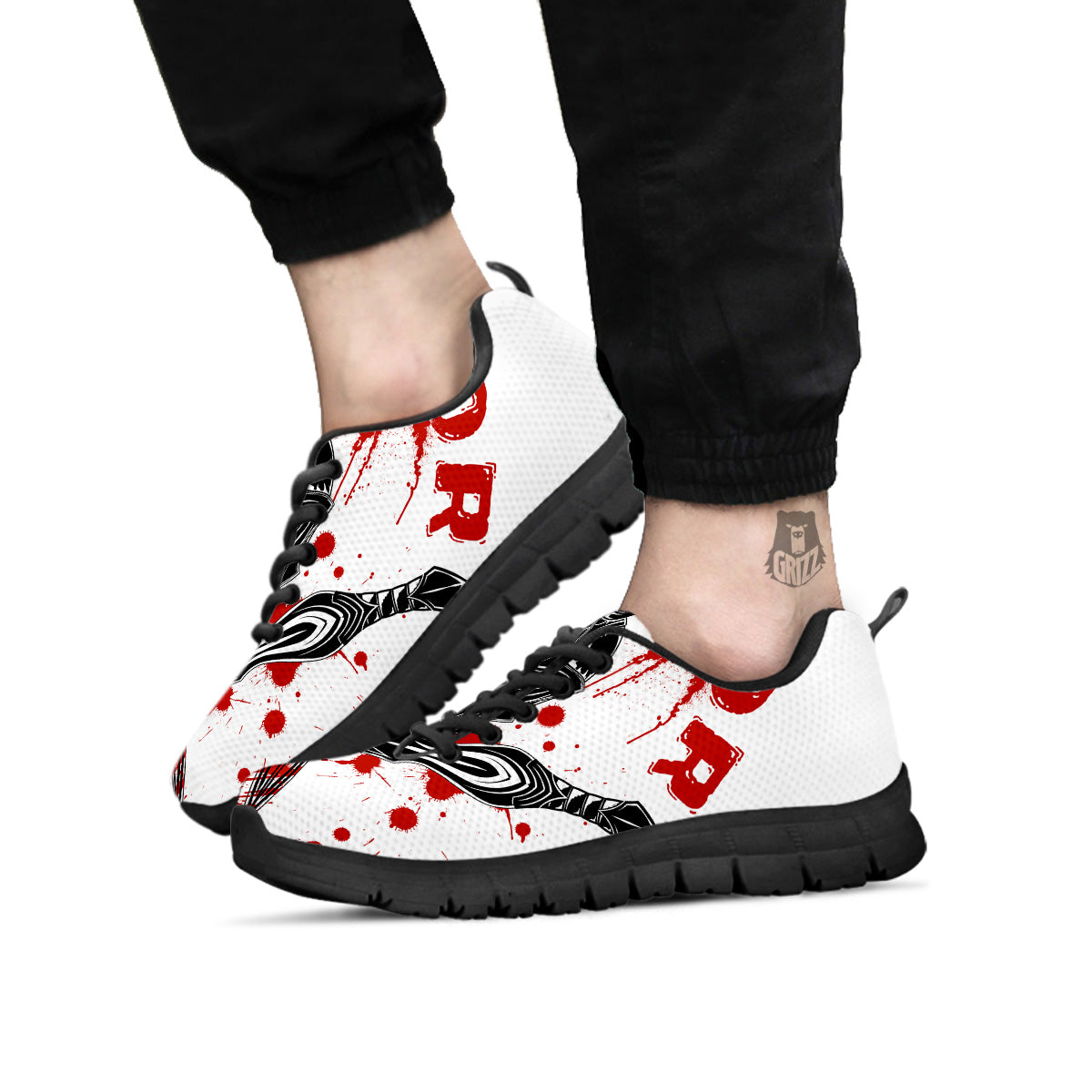Warrior Bloody Spartan Print Black Sneaker-grizzshop