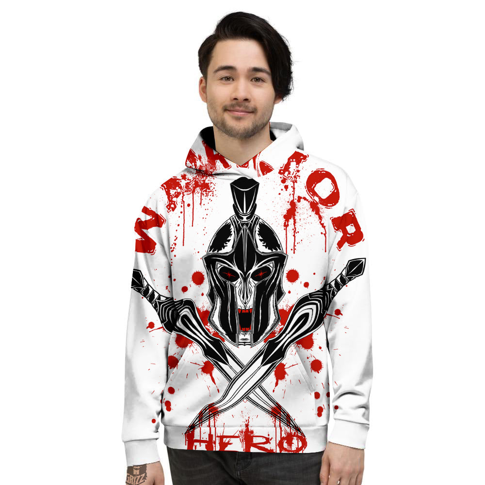 Warrior Bloody Spartan Print Men's Hoodie-grizzshop