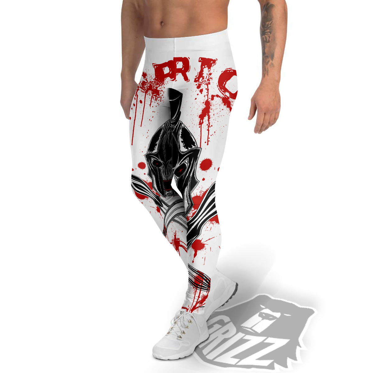 Warrior Bloody Spartan Print Men's Leggings-grizzshop