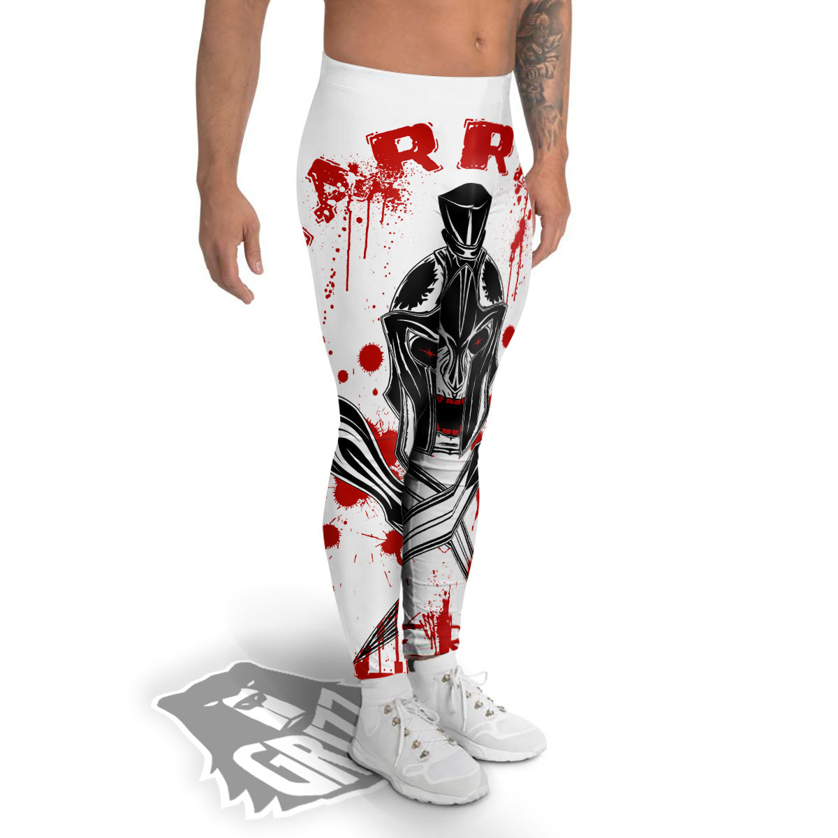 Warrior Bloody Spartan Print Men's Leggings-grizzshop