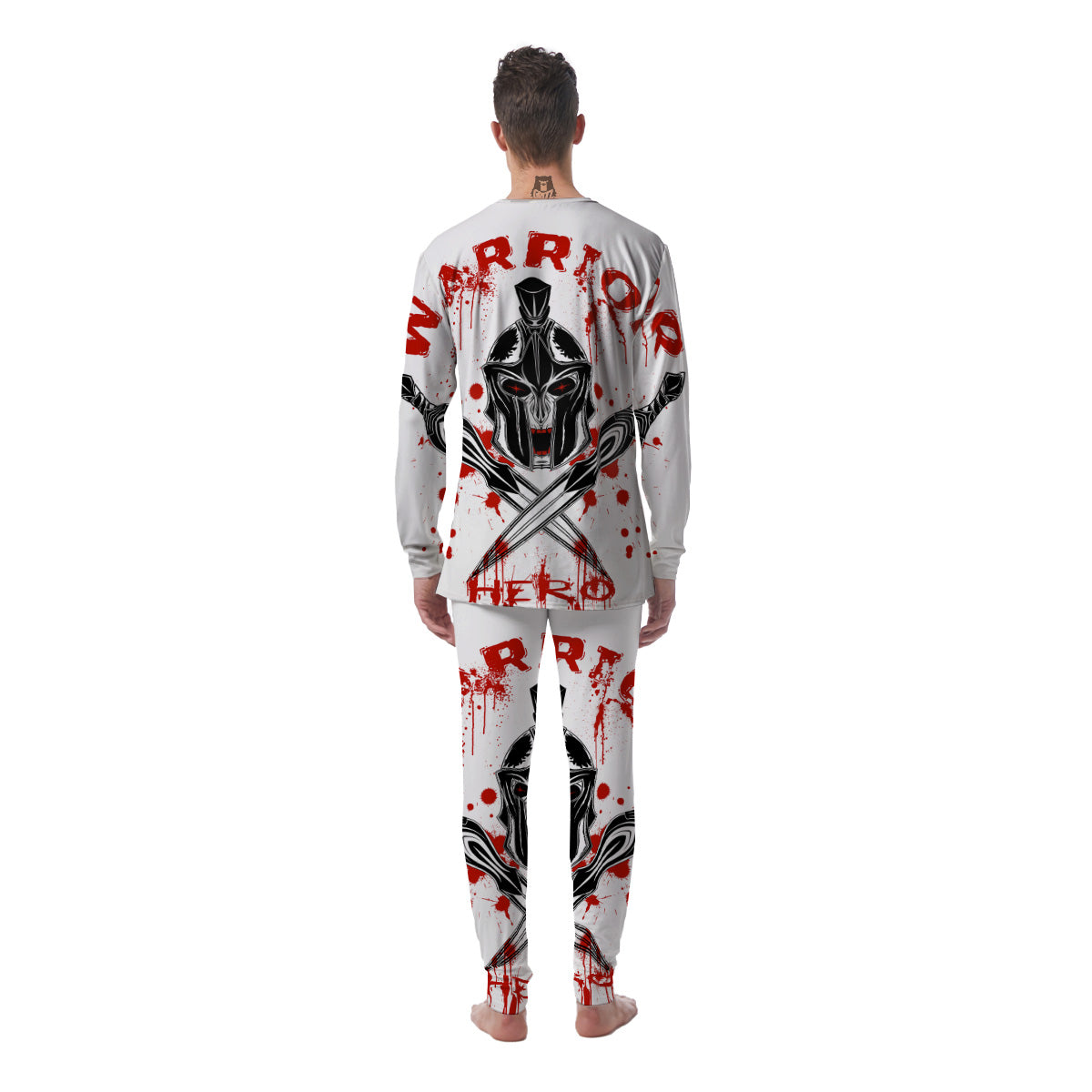 Warrior Bloody Spartan Print Men's Pajamas-grizzshop