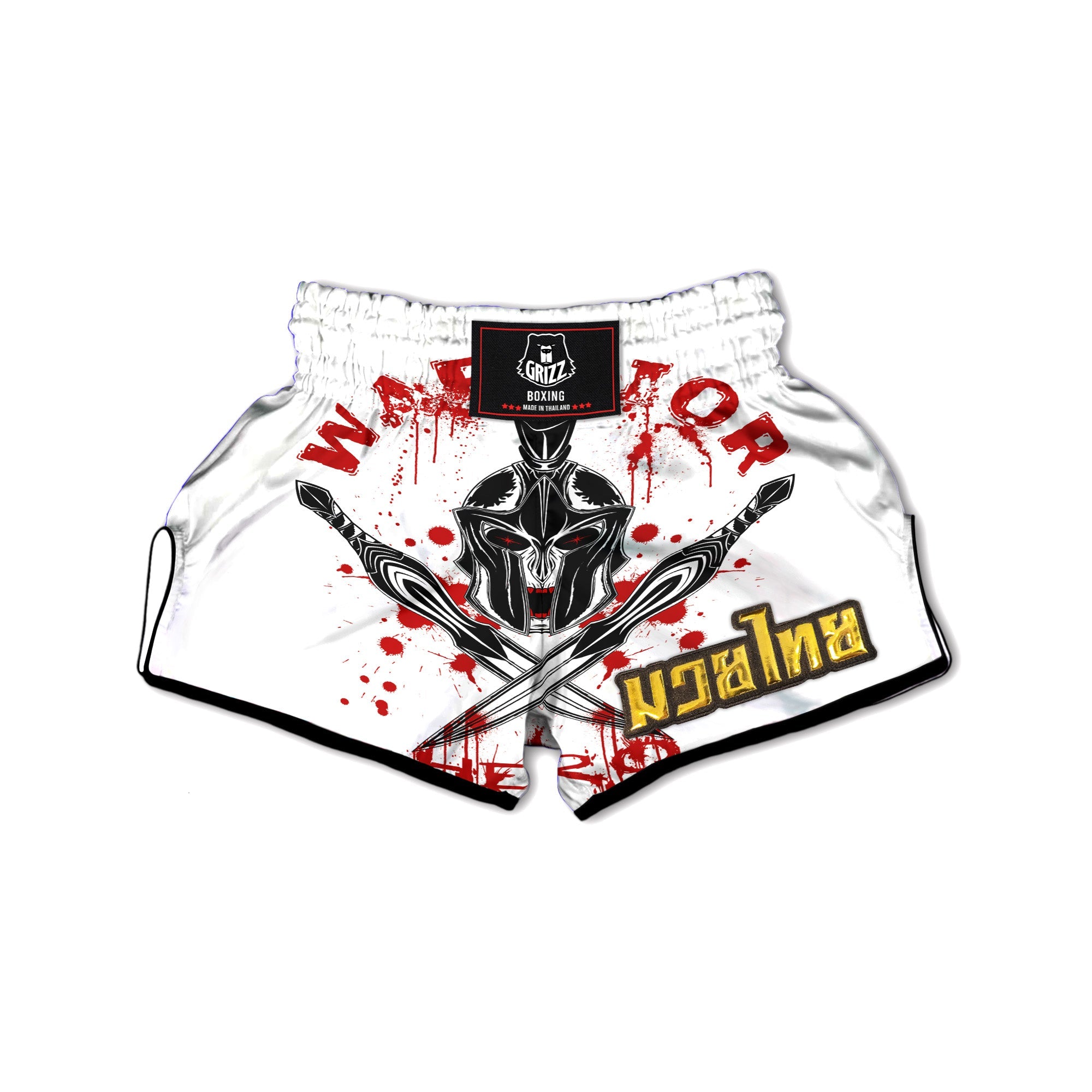 Warrior Bloody Spartan Print Muay Thai Boxing Shorts-grizzshop