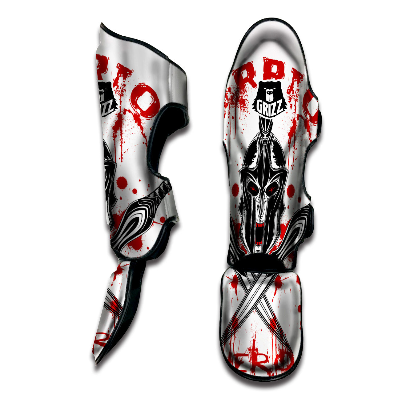 Warrior Bloody Spartan Print Muay Thai Shin Guards-grizzshop