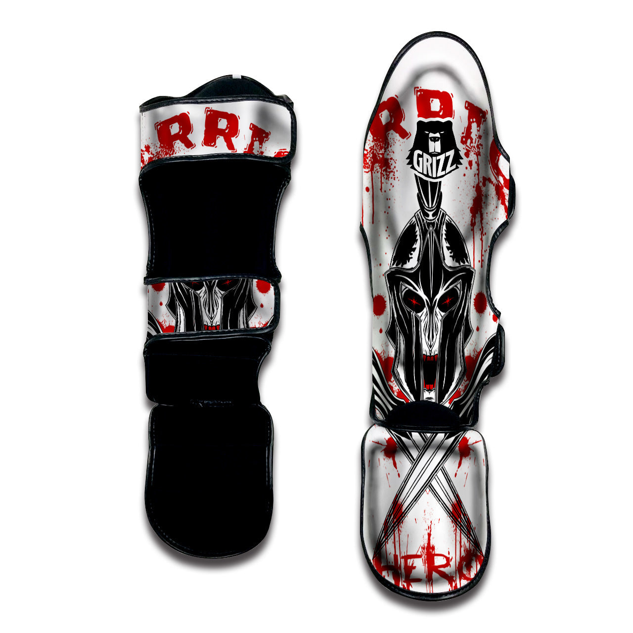 Warrior Bloody Spartan Print Muay Thai Shin Guards-grizzshop