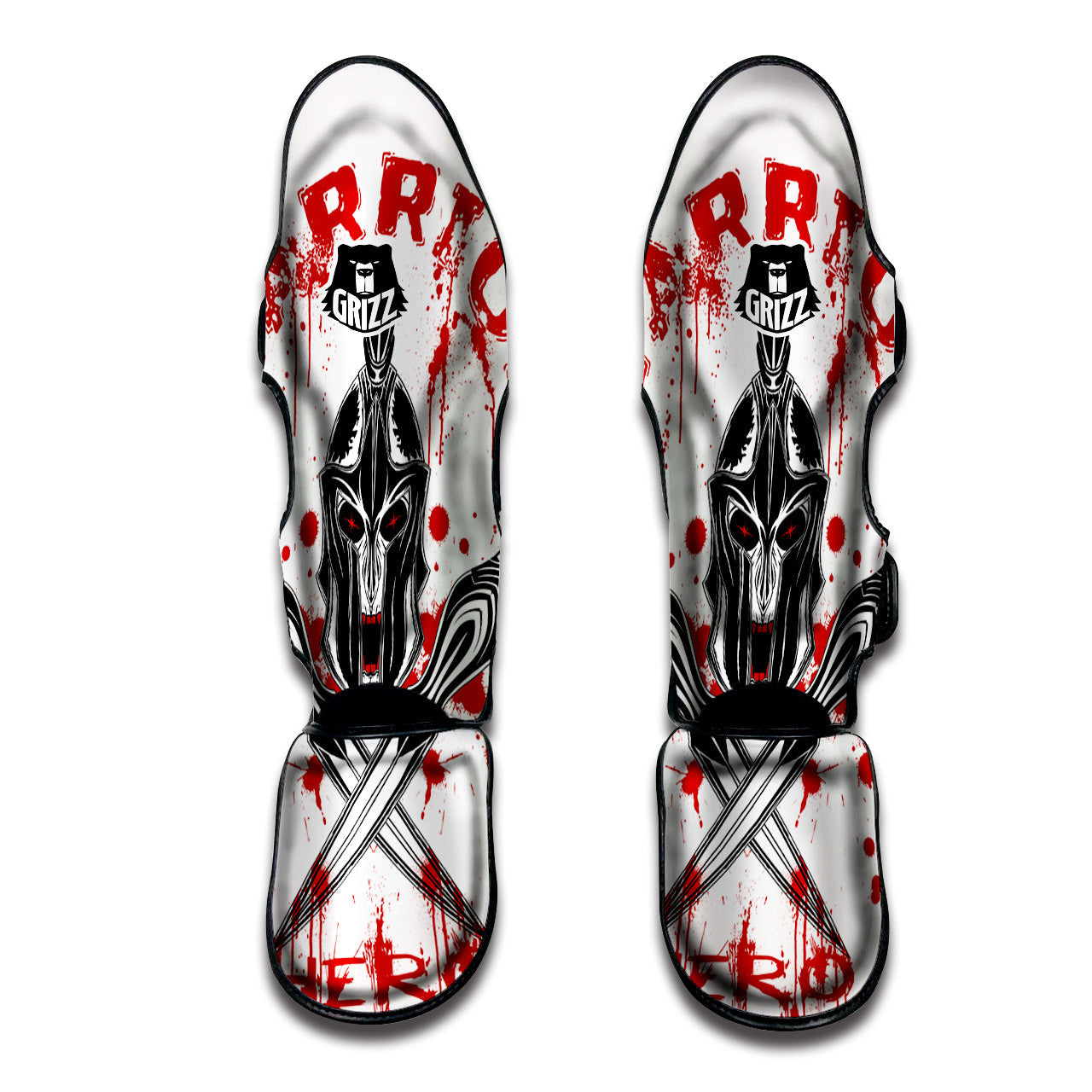Warrior Bloody Spartan Print Muay Thai Shin Guards-grizzshop