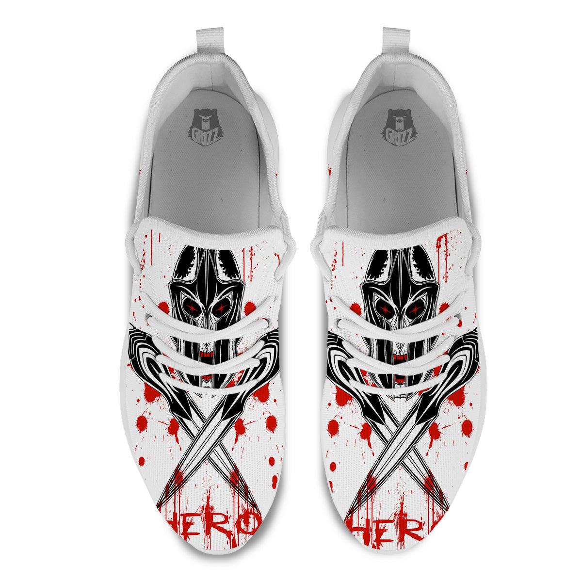 Warrior Bloody Spartan Print White Athletic Shoes-grizzshop