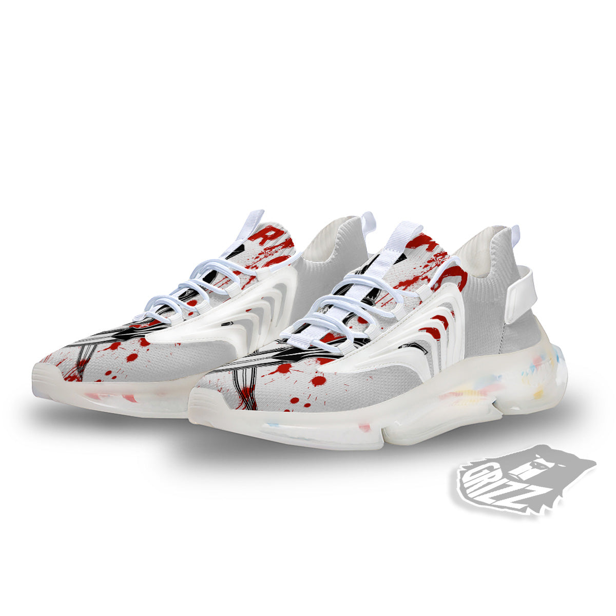 Warrior Bloody Spartan Print White Gym Shoes-grizzshop
