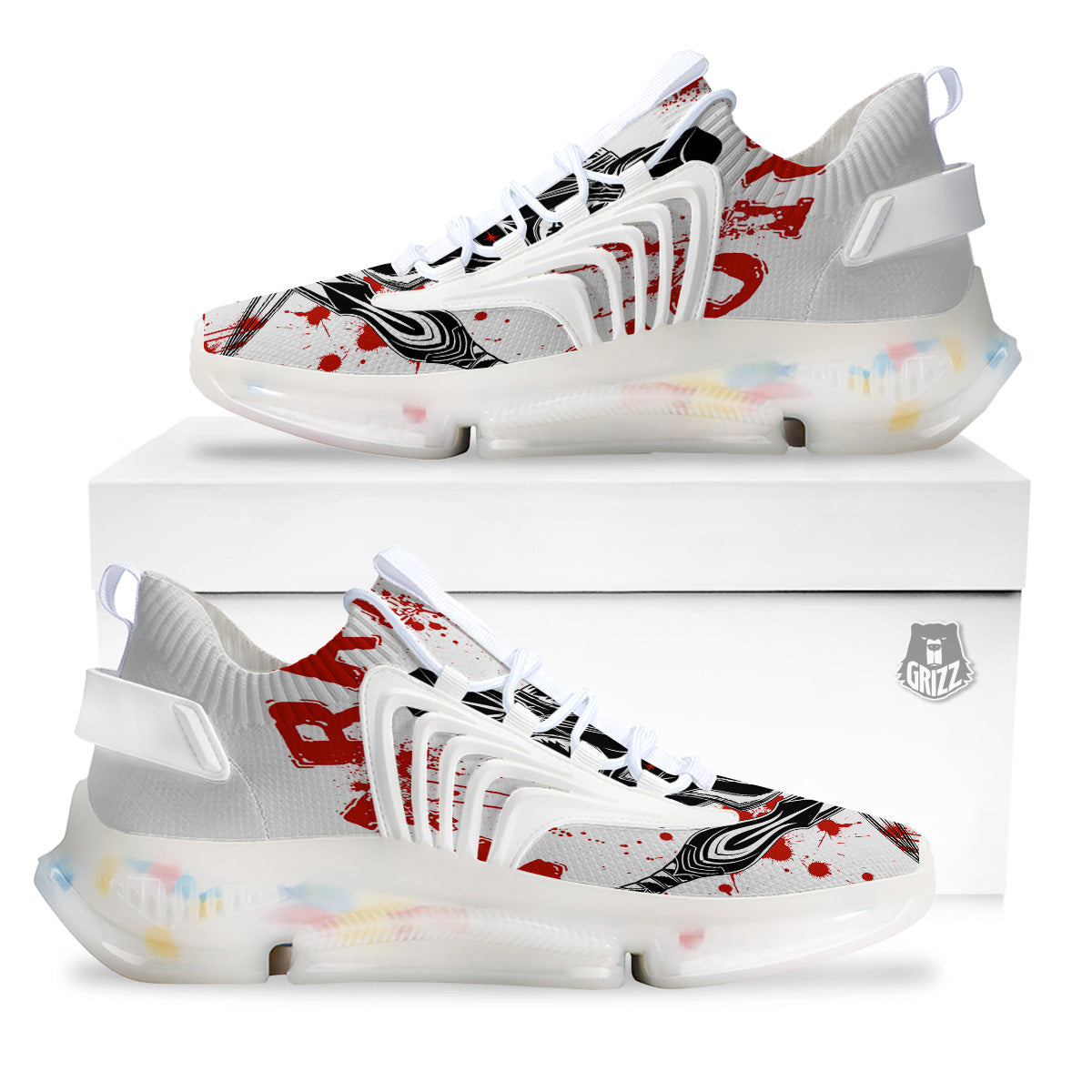 Warrior Bloody Spartan Print White Gym Shoes-grizzshop