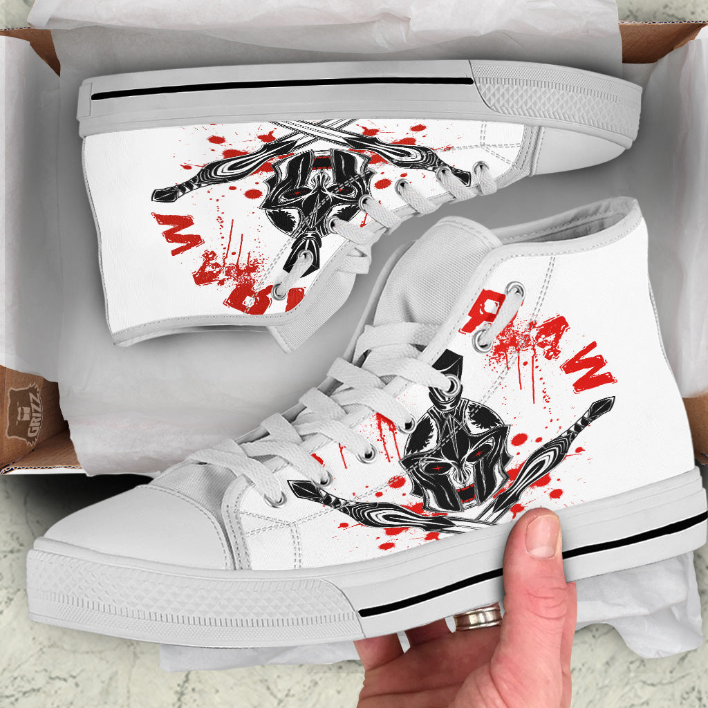 Warrior Bloody Spartan Print White High Top Shoes-grizzshop