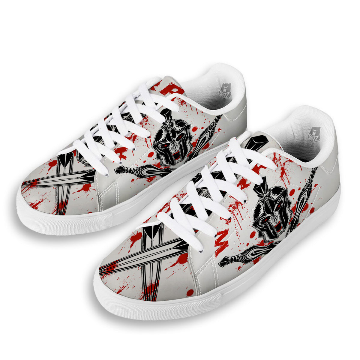 Warrior Bloody Spartan Print White Low Top Sneakers-grizzshop