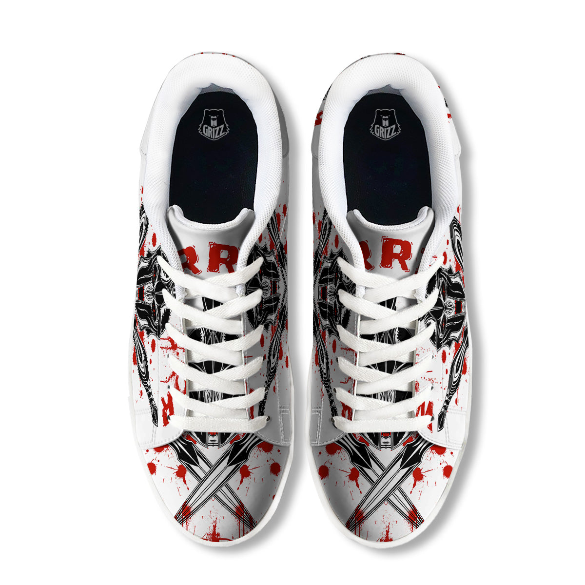 Warrior Bloody Spartan Print White Low Top Sneakers-grizzshop