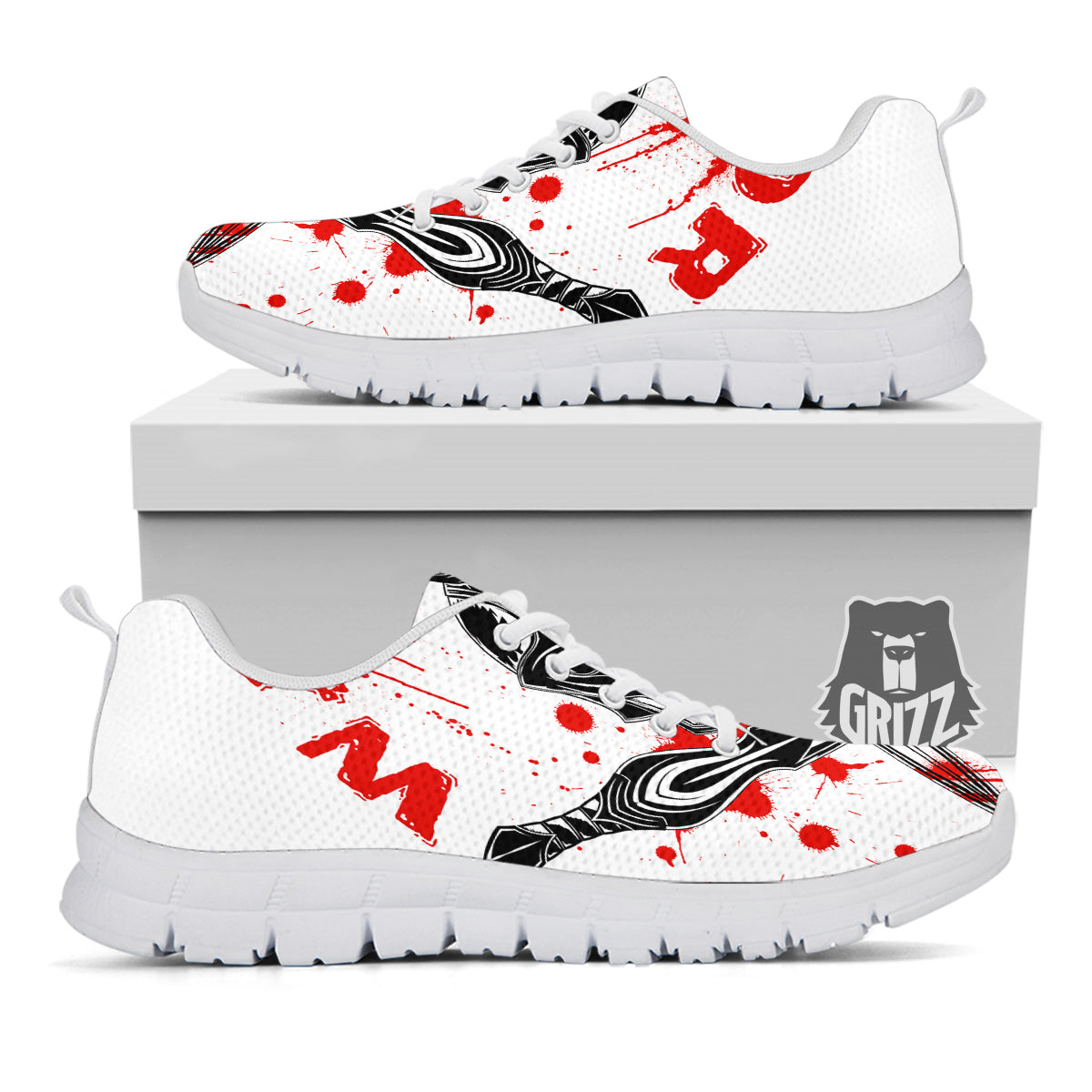 Warrior Bloody Spartan Print White Sneaker-grizzshop