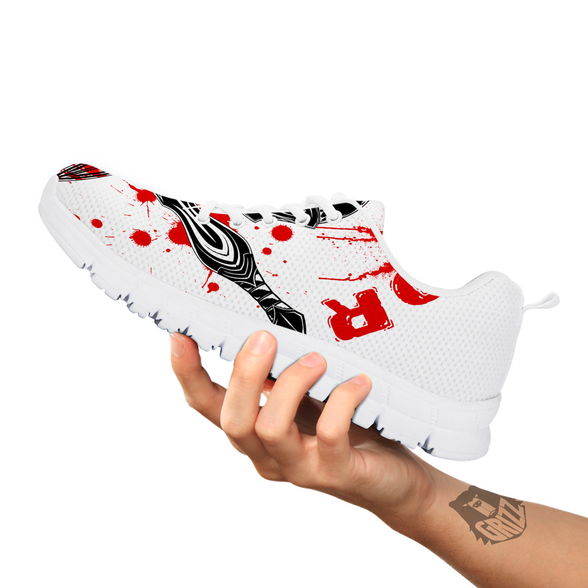 Warrior Bloody Spartan Print White Sneaker-grizzshop