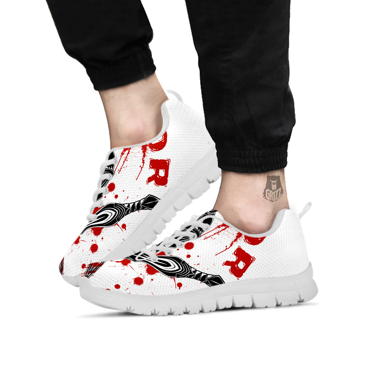 Warrior Bloody Spartan Print White Sneaker-grizzshop