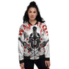 Warrior Bloody Spartan Print Women's Bomber Jacket-grizzshop