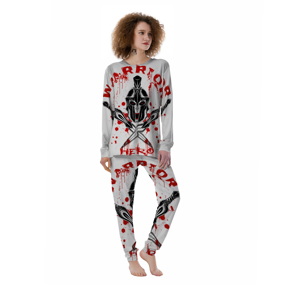 Warrior Bloody Spartan Print Women's Pajamas-grizzshop