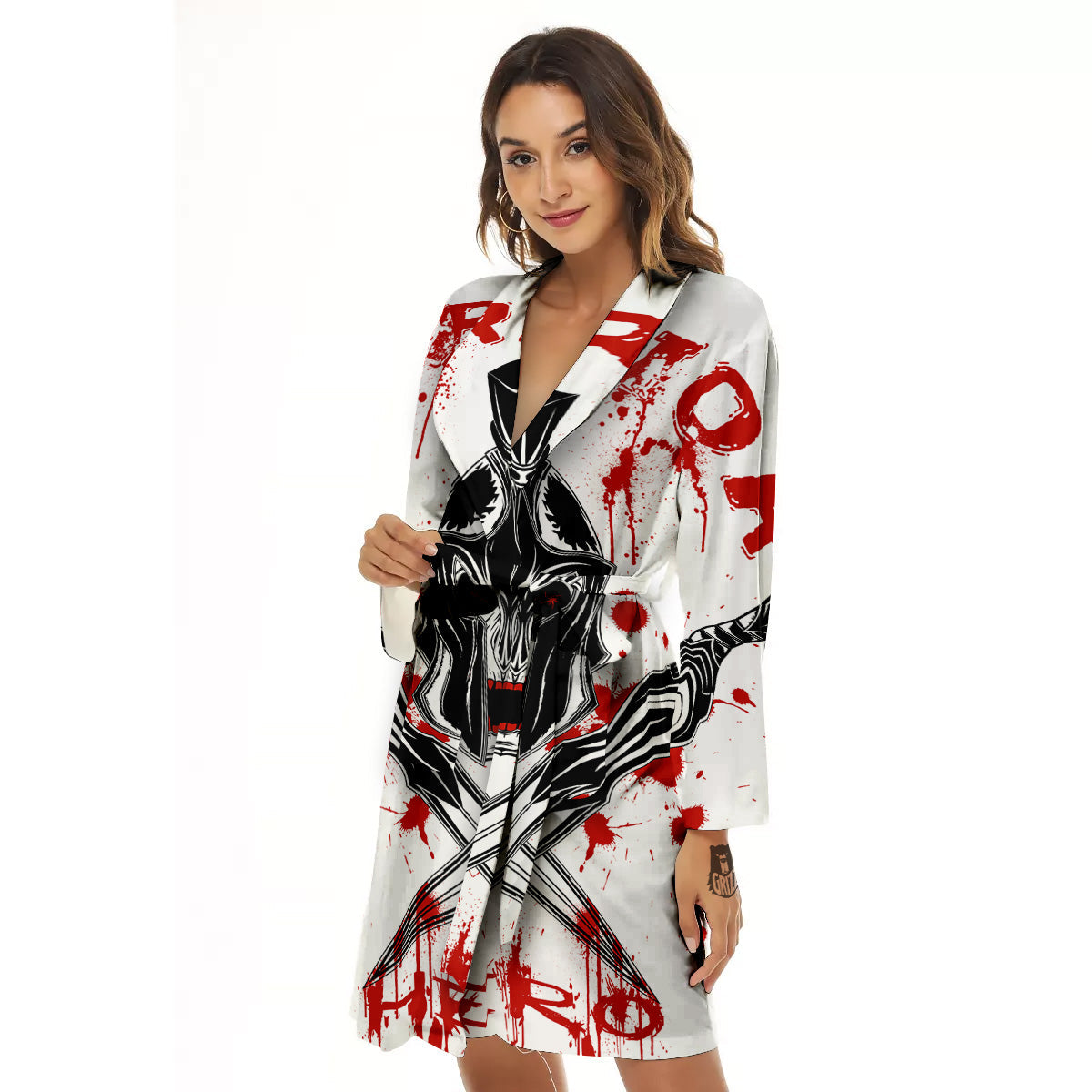 Warrior Bloody Spartan Print Women's Robe-grizzshop