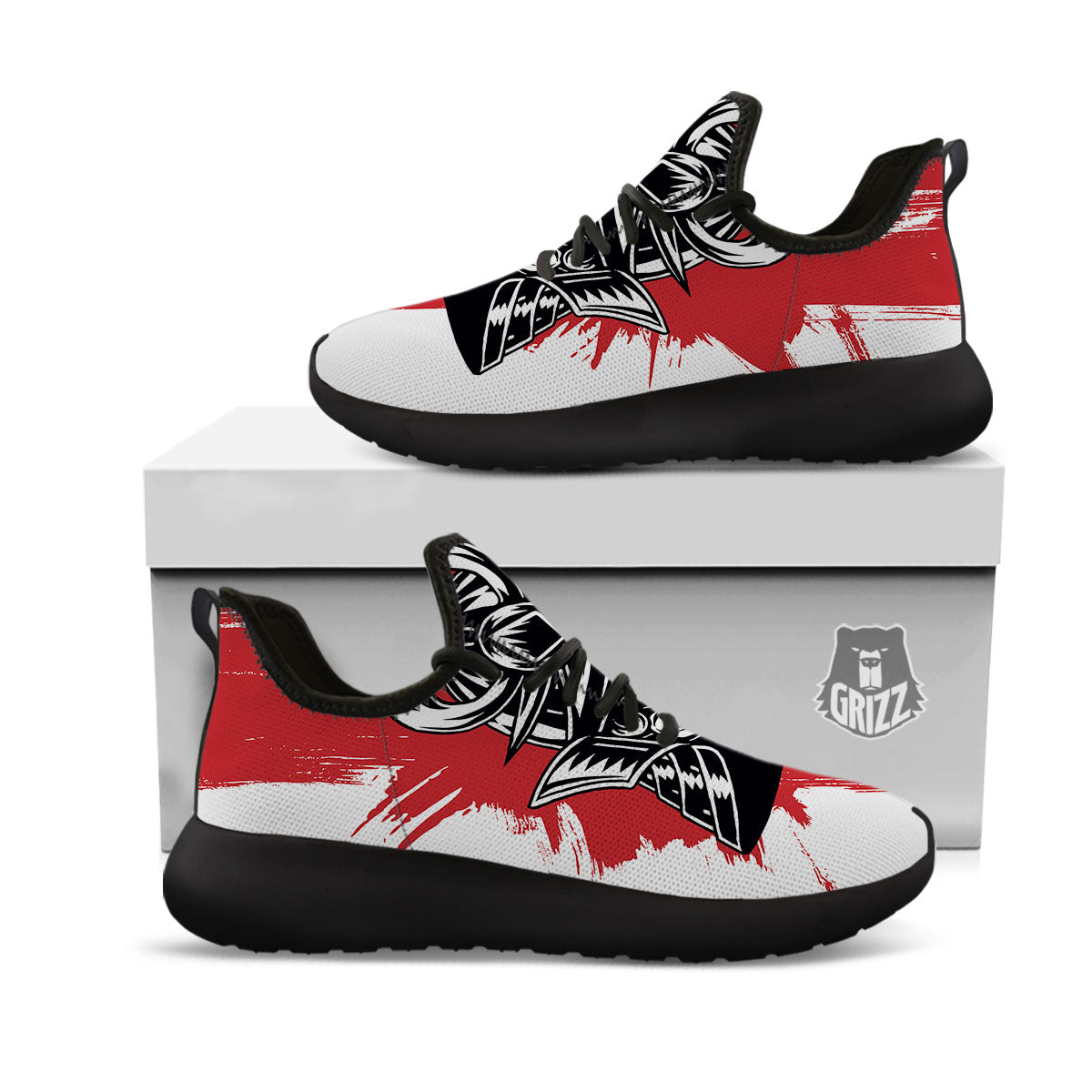 Warrior Japanese Samurai Print Black Athletic Shoes-grizzshop