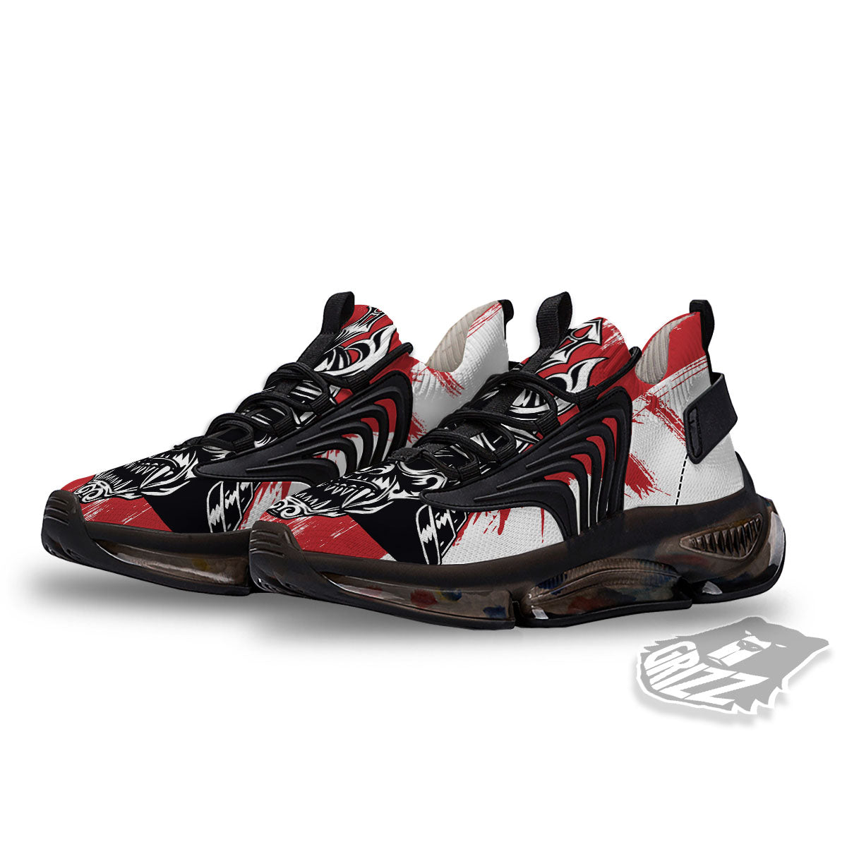 Warrior Japanese Samurai Print Black Gym Shoes-grizzshop