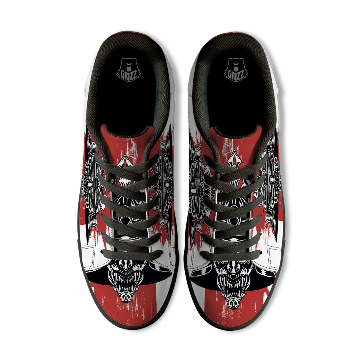 Warrior Japanese Samurai Print Black Low Top Sneakers-grizzshop