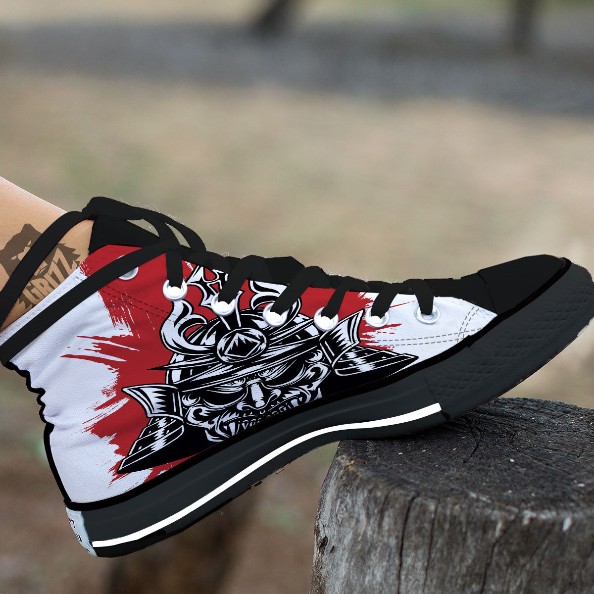 Warrior Japanese Samurai Print High Top Shoes-grizzshop
