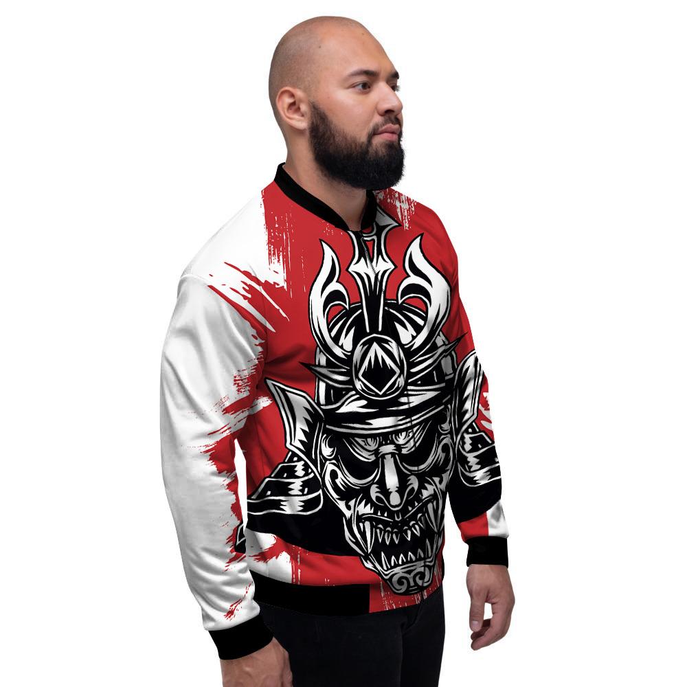 Warrior Japanese Samurai Print Men's Bomber Jacket-grizzshop