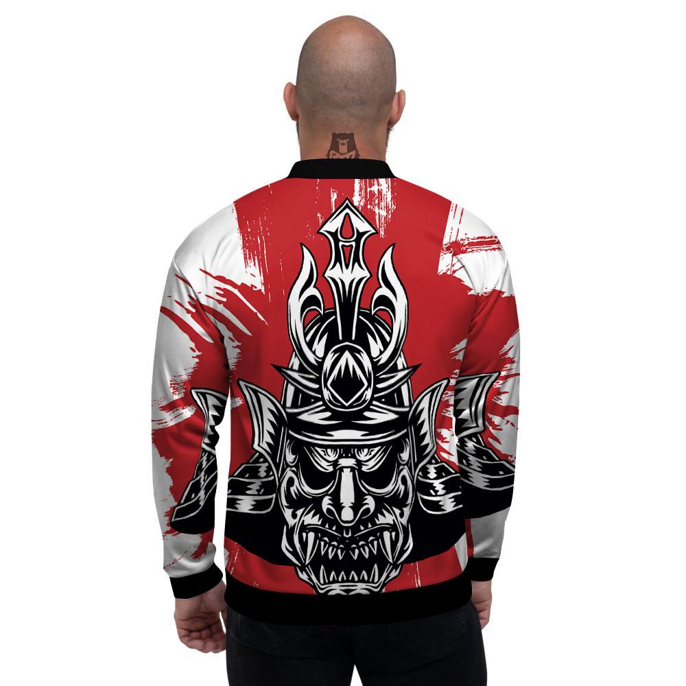 Warrior Japanese Samurai Print Men's Bomber Jacket-grizzshop