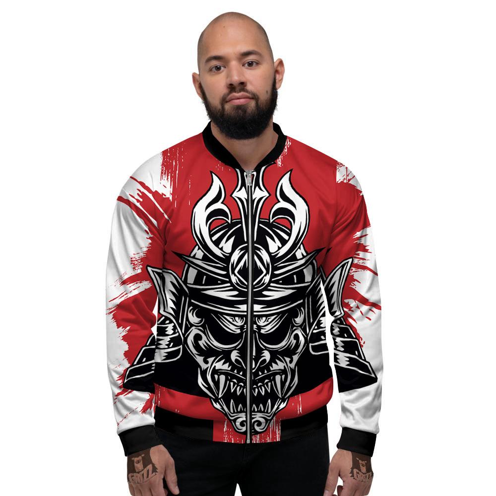 Warrior Japanese Samurai Print Men's Bomber Jacket-grizzshop