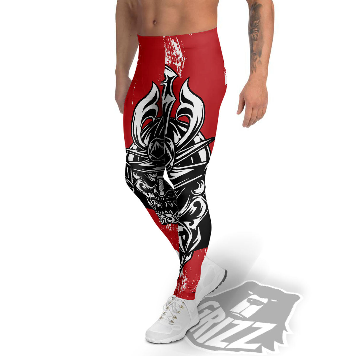 Warrior Japanese Samurai Print Men's Leggings-grizzshop