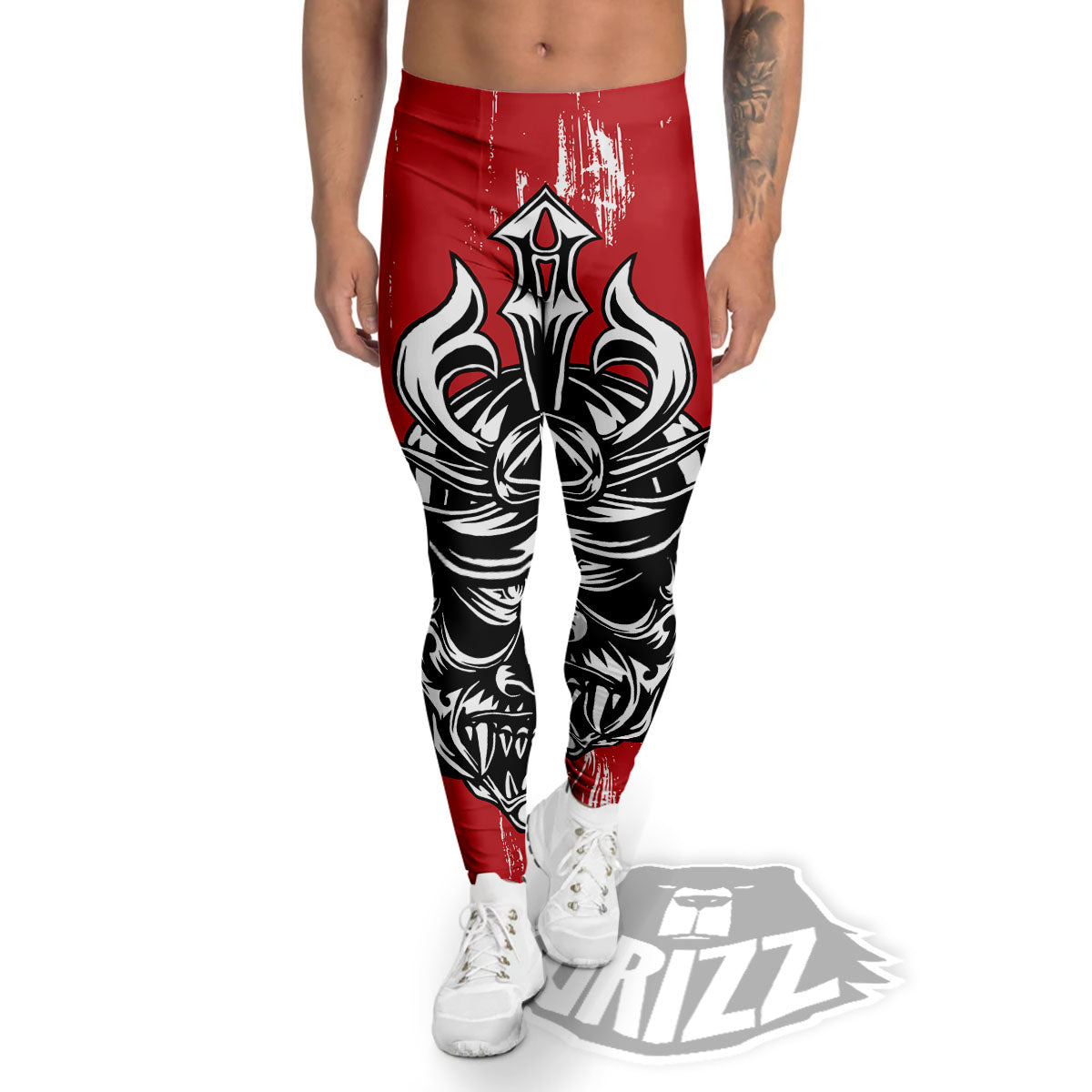 Warrior Japanese Samurai Print Men's Leggings-grizzshop