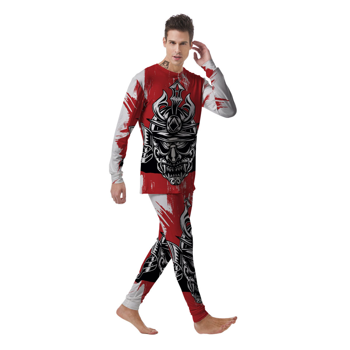 Warrior Japanese Samurai Print Men's Pajamas-grizzshop