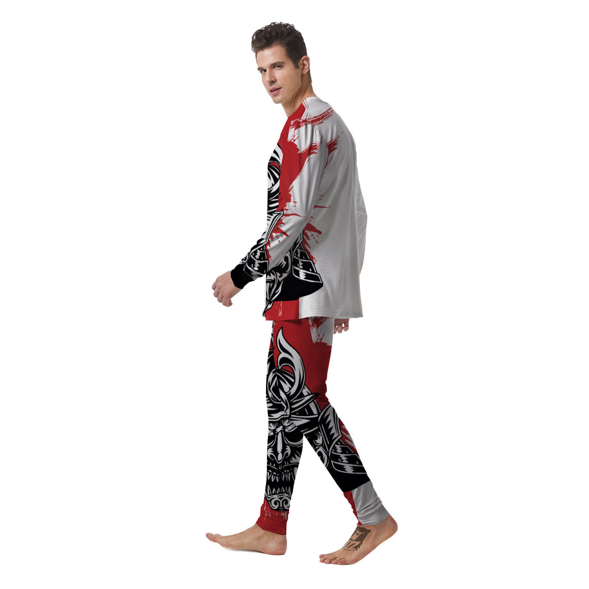 Warrior Japanese Samurai Print Men's Pajamas-grizzshop