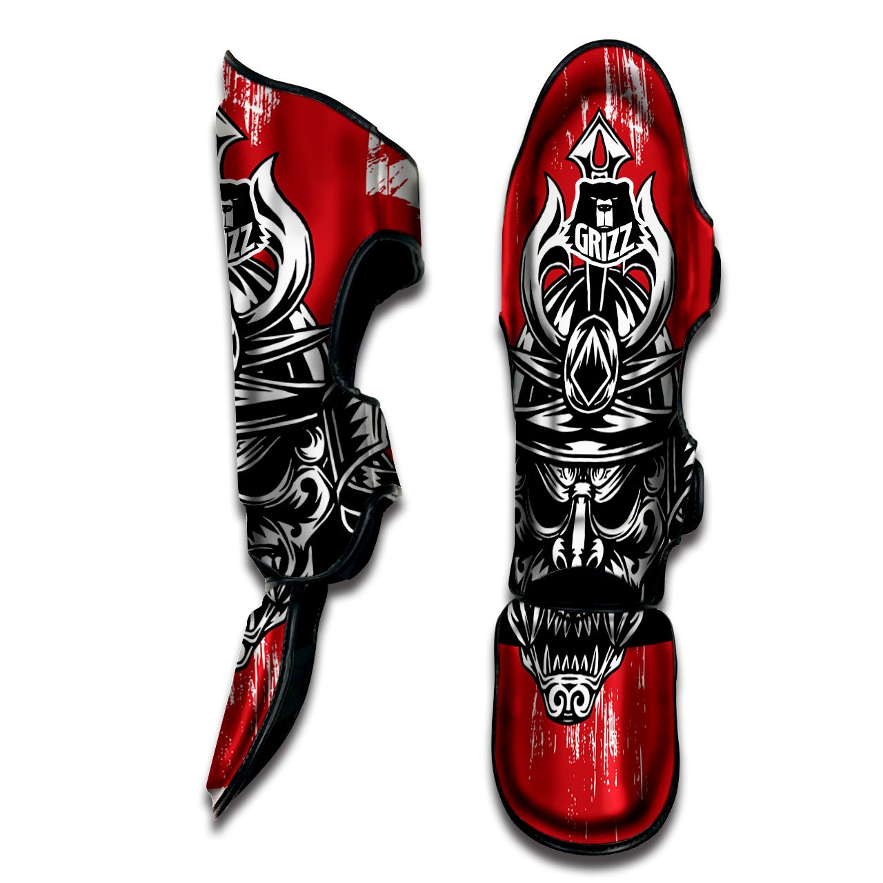 Warrior Japanese Samurai Print Muay Thai Shin Guards-grizzshop